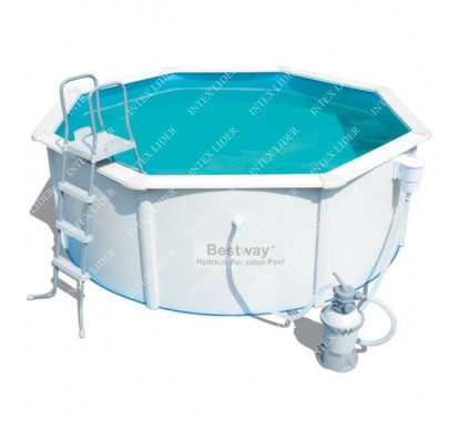56574 Каркасный бассейн круглый со стальными стенками BestWay Hydrium Pools 360х120см, 10,990м3, фильтр-насос песчанный, 2006 л/ч
